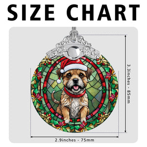 Christmas Dog Stained Glass Ornament | Unique Holiday Gift for Dog Lovers | Border Terrier