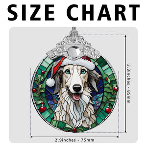 Christmas Dog Stained Glass Ornament | Unique Holiday Gift for Dog Lovers | Borzoi