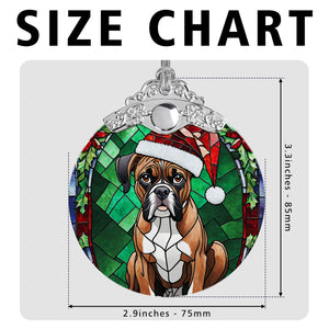 Christmas Dog Stained Glass Ornament | Unique Holiday Gift for Dog Lovers | Boxer