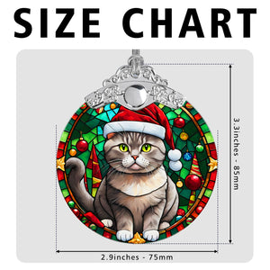 Christmas Cat Stained Glass Ornament | Unique Holiday Gift for Cat Lovers | British Shorthair