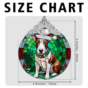 Christmas Dog Stained Glass Ornament | Unique Holiday Gift for Dog Lovers | Bull Terrier