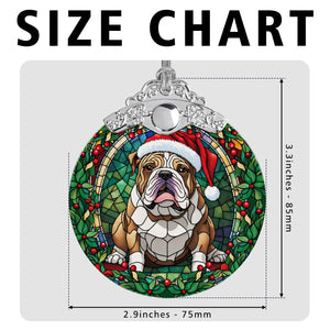 Christmas Dog Stained Glass Ornament | Unique Holiday Gift for Dog Lovers | Bulldog 2