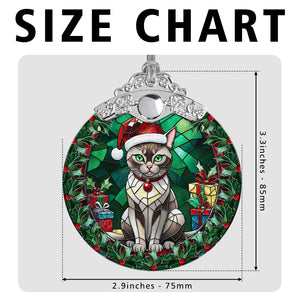 Christmas Cat Stained Glass Ornament | Unique Holiday Gift for Cat Lovers | Burmese