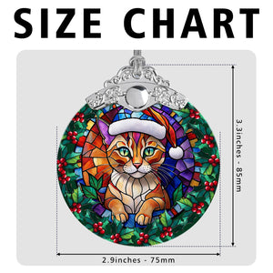 Christmas Cat Stained Glass Ornament | Unique Holiday Gift for Cat Lovers | Chausie