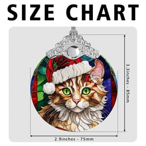 Christmas Cat Stained Glass Ornament | Unique Holiday Gift for Cat Lovers | American Curl Cat