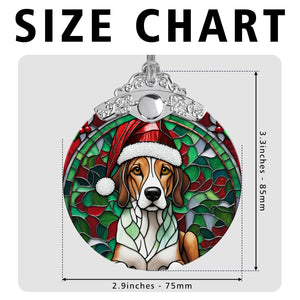 Christmas Dog Stained Glass Ornament | Unique Holiday Gift for Dog Lovers | American Foxhound