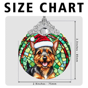 Christmas Dog Stained Glass Ornament | Unique Holiday Gift for Dog Lovers | Australian Terrier