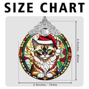 Christmas Cat Stained Glass Ornament | Unique Holiday Gift for Cat Lovers | Balinese Cat