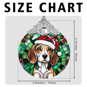 Christmas Dog Stained Glass Ornament | Unique Holiday Gift for Dog Lovers | Beagle