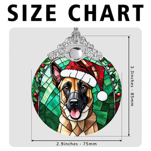 Christmas Dog Stained Glass Ornament | Unique Holiday Gift for Dog Lovers | Belgian Malinois