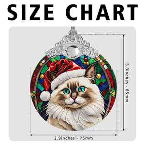 Christmas Cat Stained Glass Ornament | Unique Holiday Gift for Cat Lovers | Birman Cat