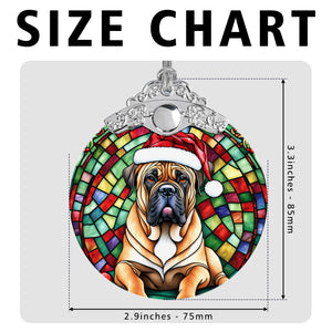 Christmas Dog Stained Glass Ornament | Unique Holiday Gift for Dog Lovers | Bullmastiff