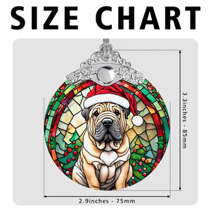 Christmas Dog Stained Glass Ornament | Unique Holiday Gift for Dog Lovers | Chinese Shar-Pei