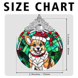 Christmas Dog Stained Glass Ornament | Unique Holiday Gift for Dog Lovers | Corgi