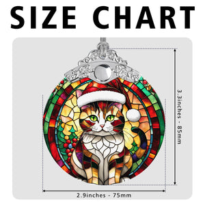 Christmas Cat Stained Glass Ornament | Unique Holiday Gift for Cat Lovers | Cymric Cat