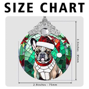 Christmas Dog Stained Glass Ornament | Unique Holiday Gift for Dog Lovers | French Bulldog