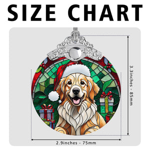 Christmas Dog Stained Glass Ornament | Unique Holiday Gift for Dog Lovers | Golden Retriever