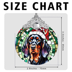 Christmas Dog Stained Glass Ornament | Unique Holiday Gift for Dog Lovers | Gordon Setter A02