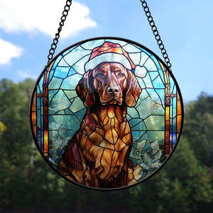 Christmas Dog Stained Glass Suncatcher | Unique Holiday Gift for Dog Lovers |  Irish Setter