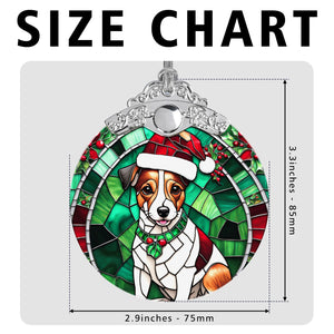 Christmas Dog Stained Glass Ornament | Unique Holiday Gift for Dog Lovers | Jack Russell Terrier