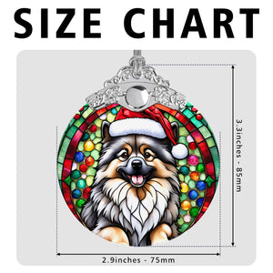 Christmas Dog Stained Glass Ornament | Unique Holiday Gift for Dog Lovers | Keeshond