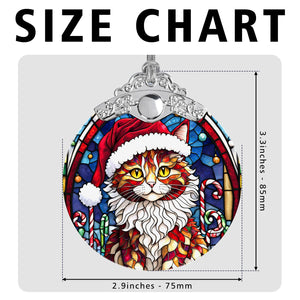 Christmas Cat Stained Glass Ornament | Unique Holiday Gift for Cat Lovers | LaPerm Cat