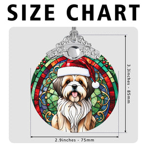 Christmas Dog Stained Glass Ornament | Unique Holiday Gift for Dog Lovers | Lhasa Apso