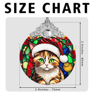 Christmas Cat Stained Glass Ornament | Unique Holiday Gift for Cat Lovers | Munchkin Cat