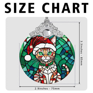 Christmas Cat Stained Glass Ornament | Unique Holiday Gift for Cat Lovers | Ocicat