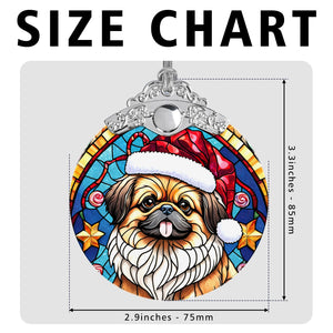 Christmas Dog Stained Glass Ornament | Unique Holiday Gift for Dog Lovers | Pekingese