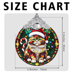 Christmas Cat Stained Glass Ornament | Unique Holiday Gift for Cat Lovers | Persian Cat