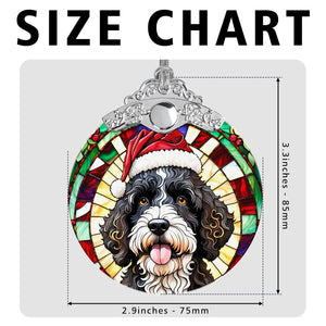 Christmas Dog Stained Glass Ornament | Unique Holiday Gift for Dog Lovers | Portuguese Water Dog