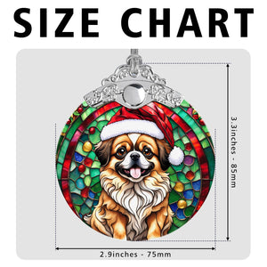 Christmas Dog Stained Glass Ornament | Unique Holiday Gift for Dog Lovers | Tibetan Spaniel