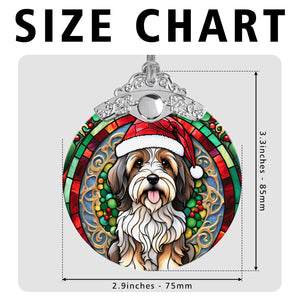 Christmas Dog Stained Glass Ornament | Unique Holiday Gift for Dog Lovers | Tibetan Terrier