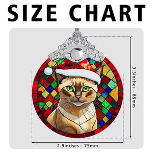 Christmas Cat Stained Glass Ornament | Unique Holiday Gift for Cat Lovers | Tonkinese