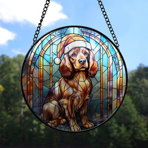 Christmas Dog Stained Glass Suncatcher | Unique Holiday Gift for Dog Lovers | Cocker Spaniel