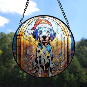 Christmas Dog Stained Glass Suncatcher | Unique Holiday Gift for Dog Lovers | Dalmatian