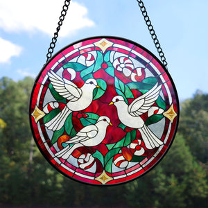 Doves Stained Glass Suncatcher, Doves Suncatcher for Windows Stained Glass