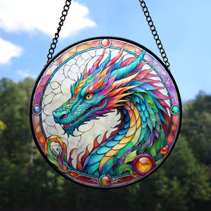 Dragon Stained Glass Suncatcher, Dragon Suncatcher for Windows Stained Glass