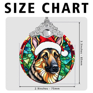 Christmas Dog Stained Glass Ornament | Unique Holiday Gift for Dog Lovers | German Shepherd