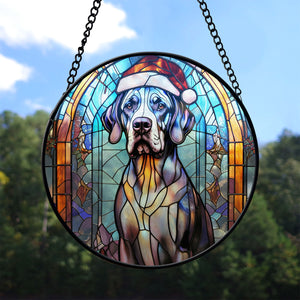 Christmas Dog Stained Glass Suncatcher | Unique Holiday Gift for Dog Lovers | Great Dane