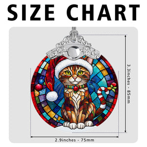 Christmas Cat Stained Glass Ornament | Unique Holiday Gift for Cat Lovers | Havana Brown