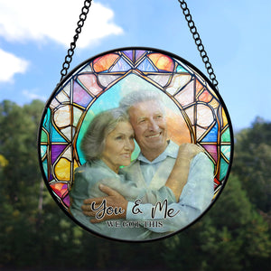 Husband & Wife Stained Glass Suncatcher, Husband & Wife Suncatcher for Windows Stained Glass