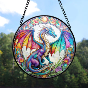 Irina Dragon Stained Glass Suncatcher, Irina Dragon Suncatchers for Windows Stained Glass