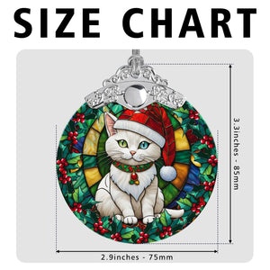 Christmas Cat Stained Glass Ornament | Unique Holiday Gift for Cat Lovers | Khao Manee