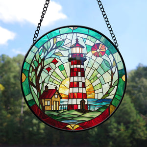 Light House Stained Glass Suncatcher, Light House Suncatcher for Windows Stained Glass A01