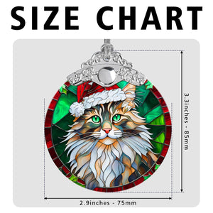 Christmas Cat Stained Glass Ornament | Unique Holiday Gift for Cat Lovers | Maine Coon