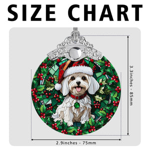 Christmas Dog Stained Glass Ornament | Unique Holiday Gift for Dog Lovers | Maltese