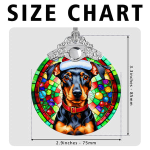 Christmas Dog Stained Glass Ornament | Unique Holiday Gift for Dog Lovers | Manchester Terrier