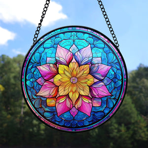 Mandala Stained Glass Suncatcher, Mandala Suncatcher for Windows Stained Glass